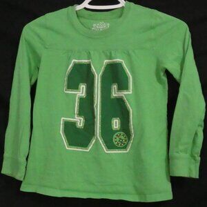 CHILDREN'S PLACE medium 7/8 Lime Green Long Sleeve 36 Peace Print Shirt